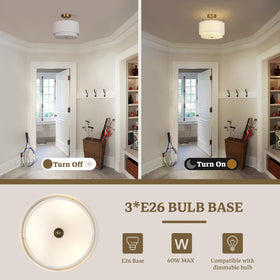 Bedroom ambiance created by the Vexagyle gold drum ceiling light