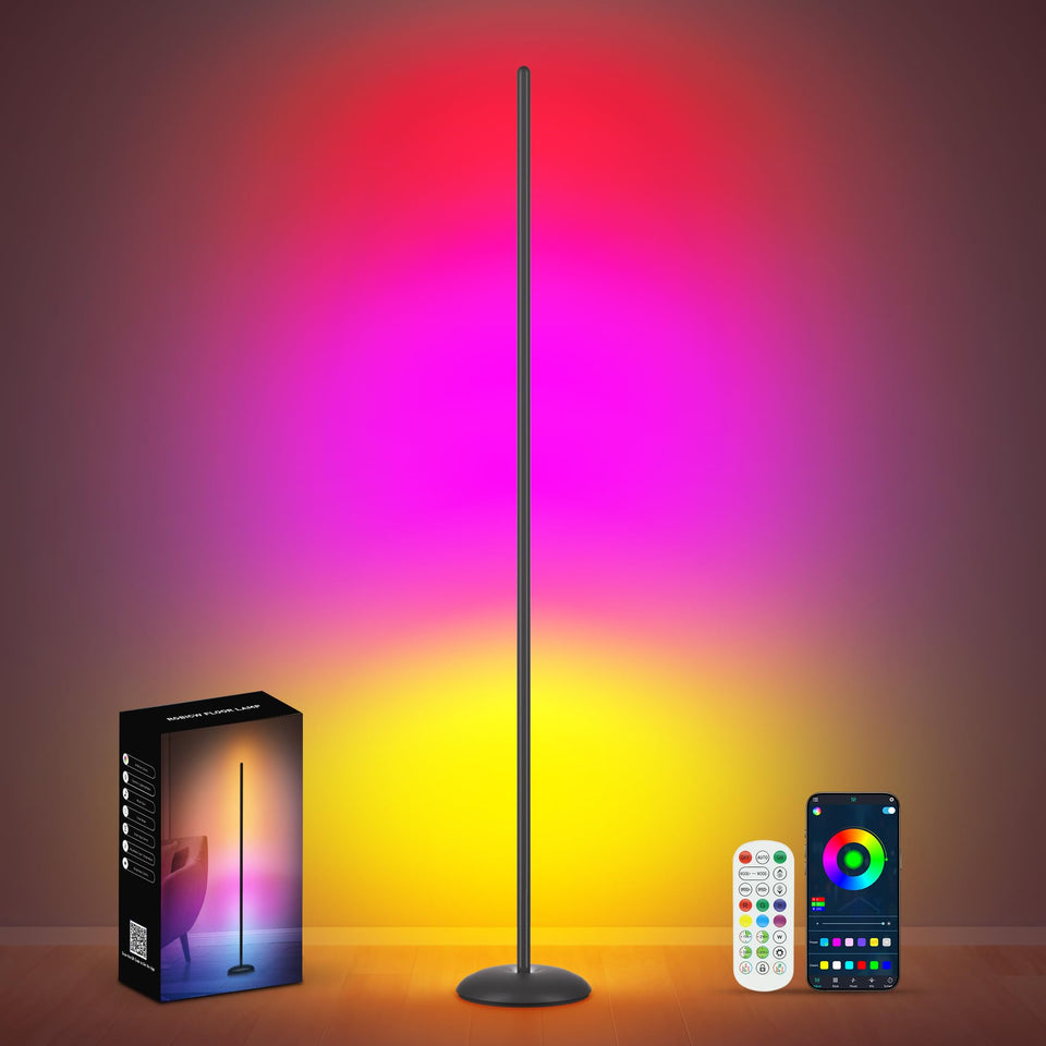 Vexinat corner floor lamp front view for enhanced ambient lighting