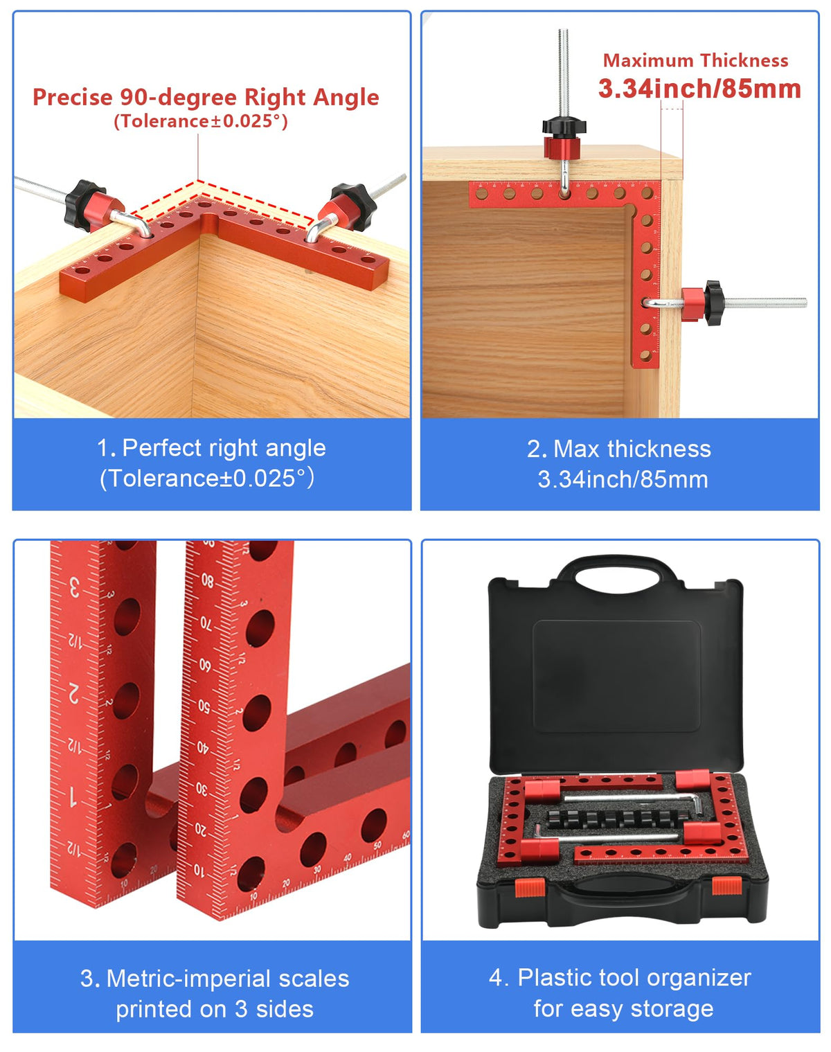 VEXTHYX 80 mm clamping range fits wood, metal, and glass.