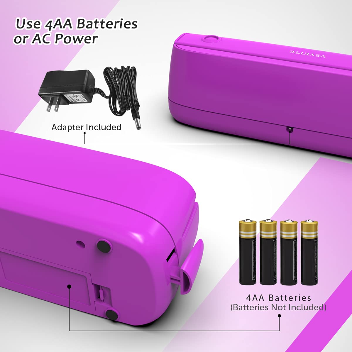 VEYETTE Adapter included for convenient AC power.