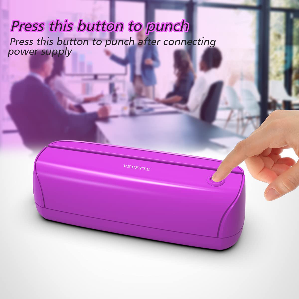 VEYETTE Automatic hole punch drawer keeps scraps tidy.
