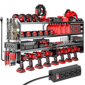 VeyFolzin.st large power tool organizer wall mount with four layers for organized workshop storage.