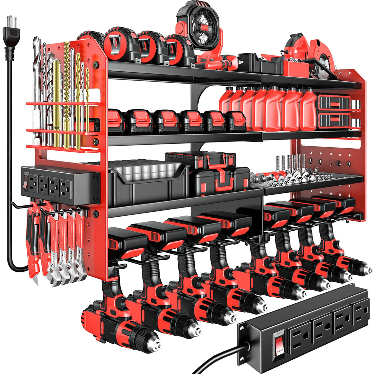 VeyFolzin.st large power tool organizer wall mount with charging station for easy tool power-up