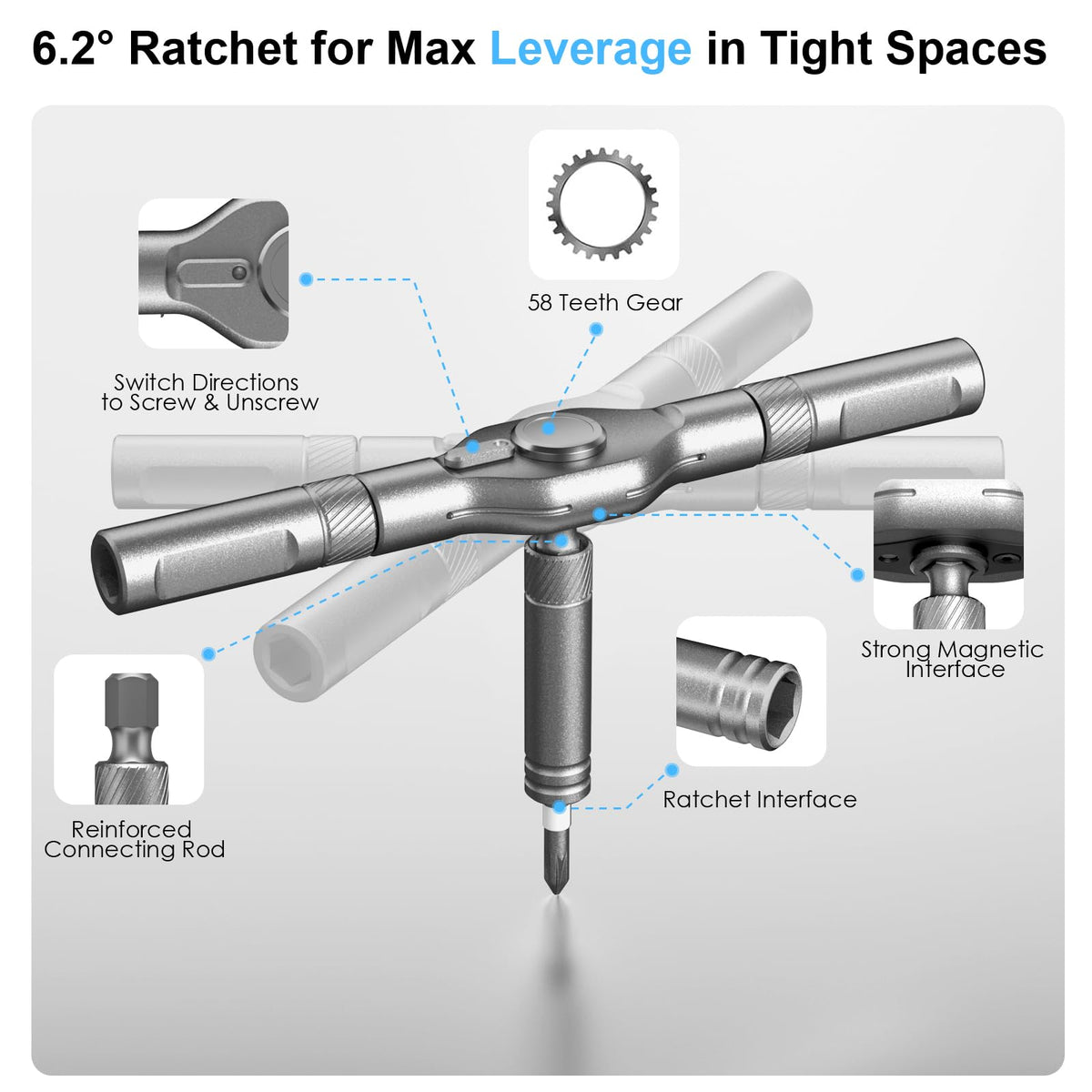 VEYSMOU ergonomic T-handle aids comfortable use in tight spaces during repairs