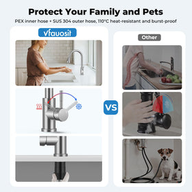 VFAUOSIT aerated flow mode reduces splashes while saving water.
