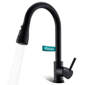 VFAUOSIT black kitchen faucet with pull-down sprayer for flexible cleaning tasks
