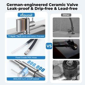 VFAUOSIT fingerprint-resistant finish keeps the faucet looking new.