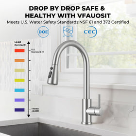 VFAUOSIT pull-down sprayer faucet offers versatile cleaning and filling options.