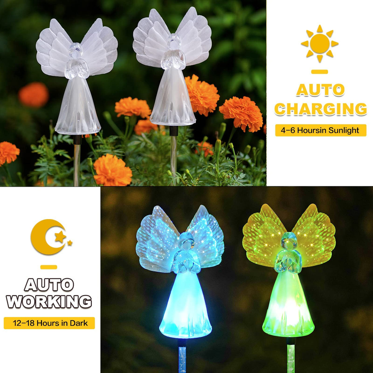 VGYVGYCC color-changing angel lights add ambient color to gardens