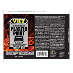 VHT Duplicolor ESP820007 on engine cover plastic for heat-resistant finish.