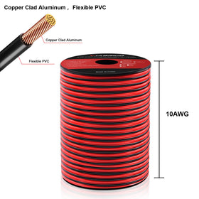 VIABRICO 10AWG black conductor on a 100ft spool for low voltage connections.