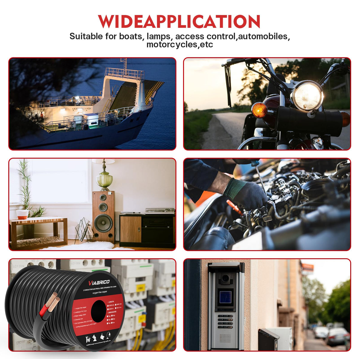 VIABRICO auto, marine, and LED wiring applications with reliable performance