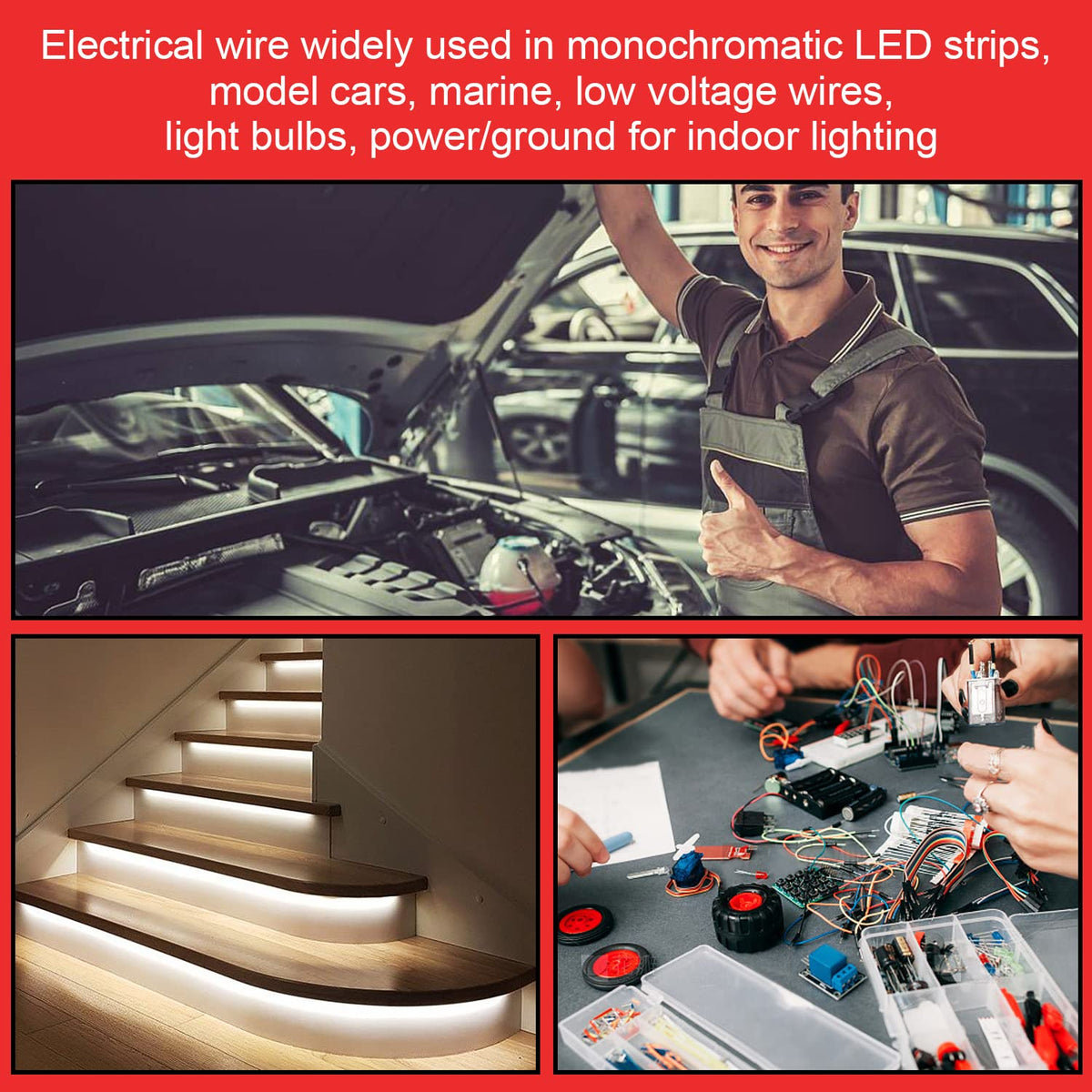 VIABRICO LED strip connection ready for 12V or 24V setups.