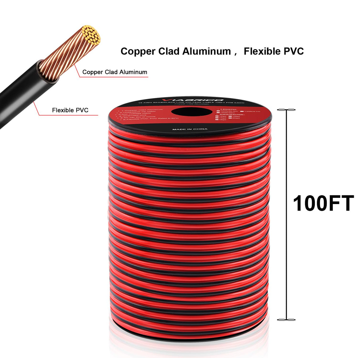 VIABRICO red and black dual conductors showing polarity clarity