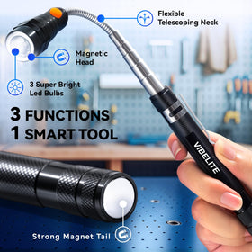 VIBELITE flashlight casting 360-degree illumination around obstacles