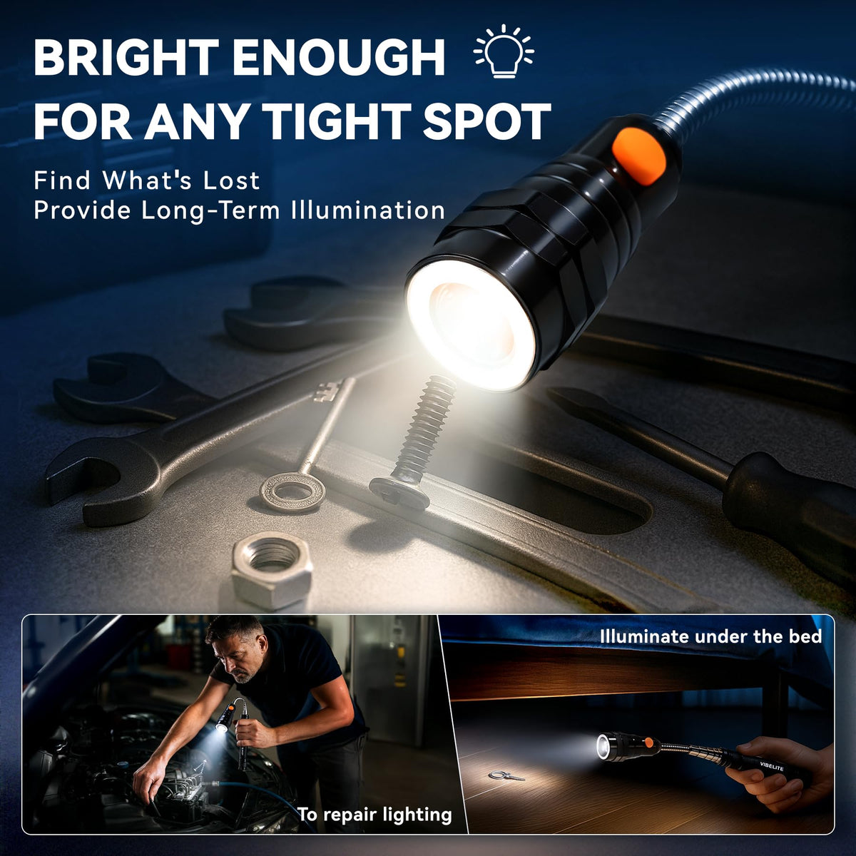 VIBELITE magnetic head and base for hands-free metal part pickup