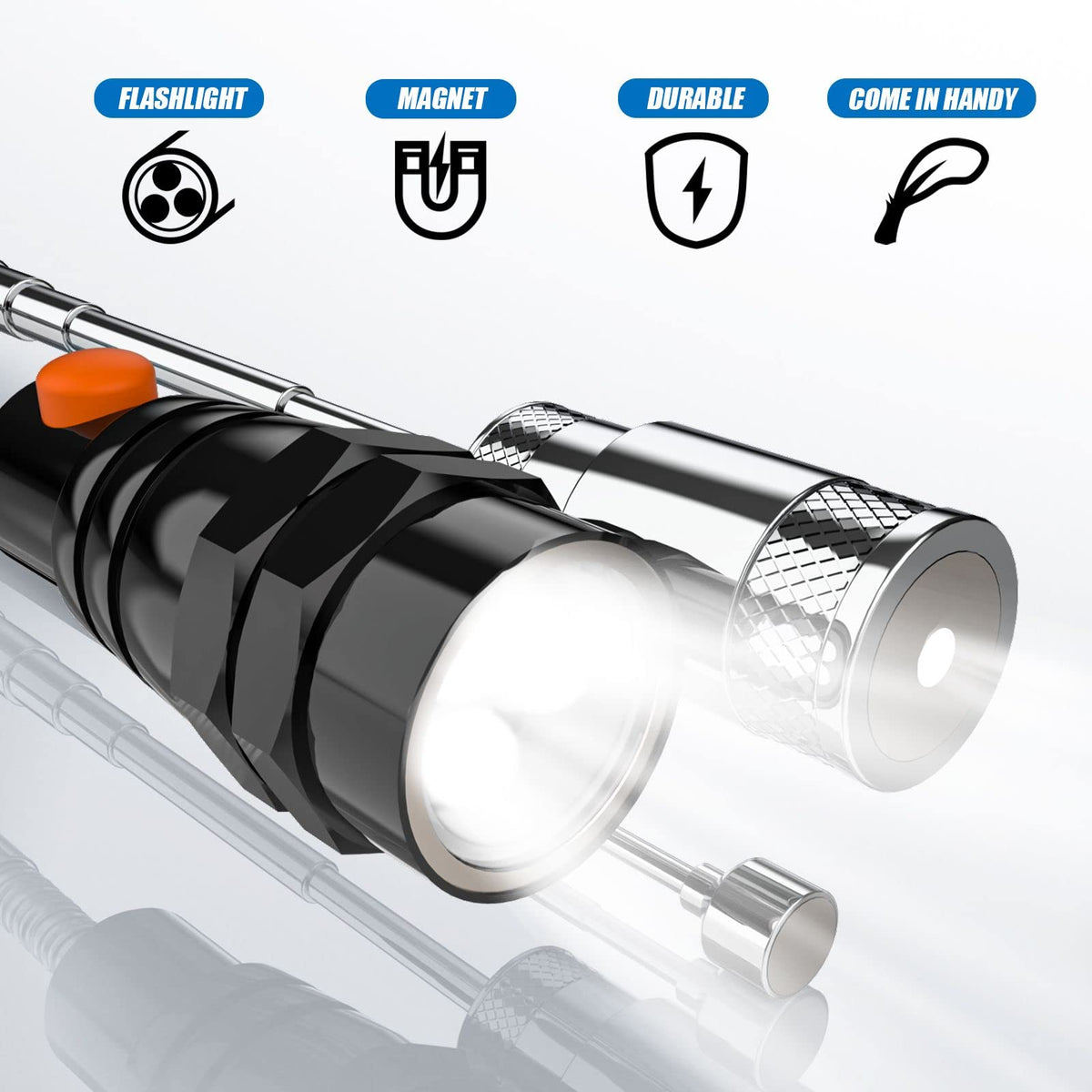 VIBELITE square inspection mirror with LED enhances illumination in tight spaces