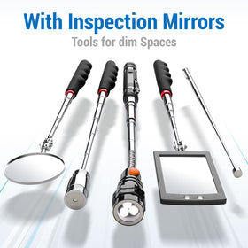 VIBELITE telescoping pickup stick with flashlight reaches recessed areas