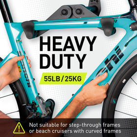 Close-up of adjustable arms on Vibrelli wall mount fitting different frame widths.