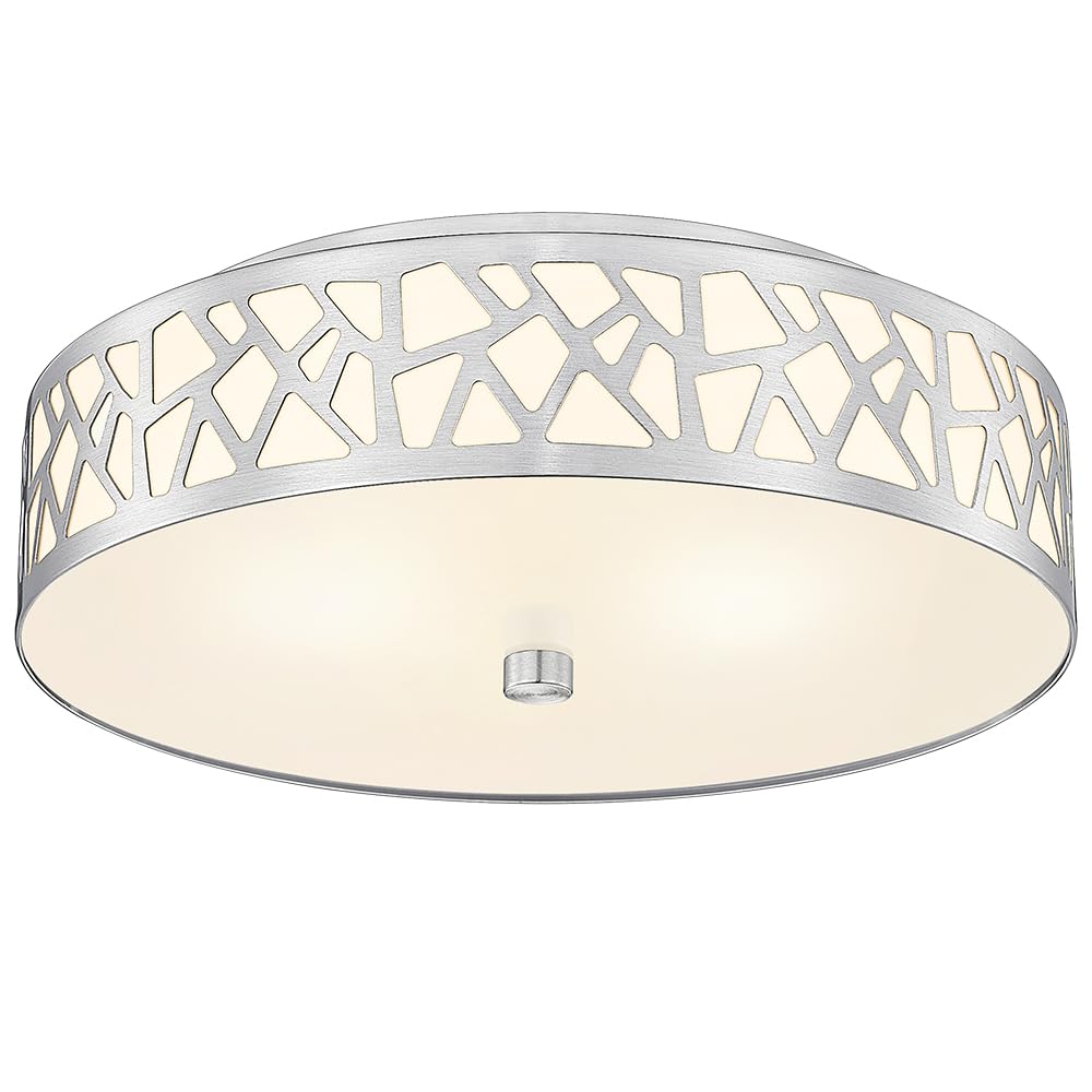 VICNIE 2-Light Flush Mount with brushed-nickel frame for modern hallway lighting