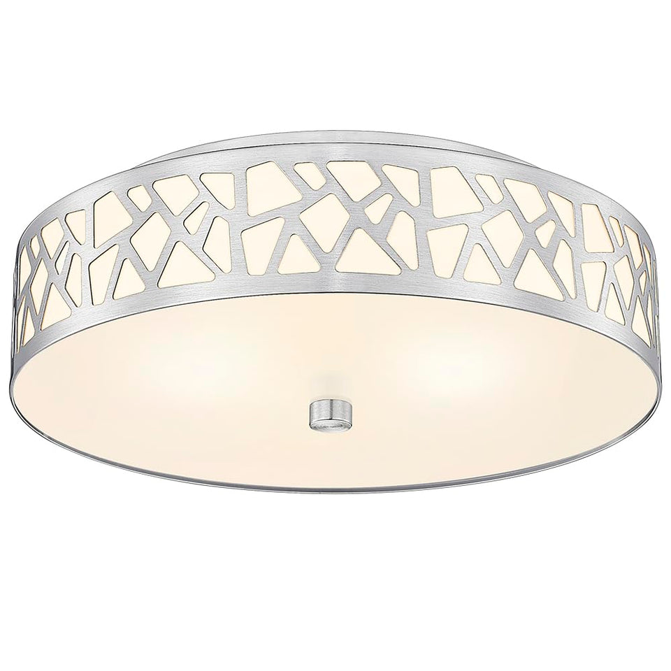VICNIE 2-Light Flush Mount with brushed-nickel frame for modern hallway lighting