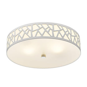 VICNIE 2-Light flush mount with patterned metal frame for modern hallway lighting