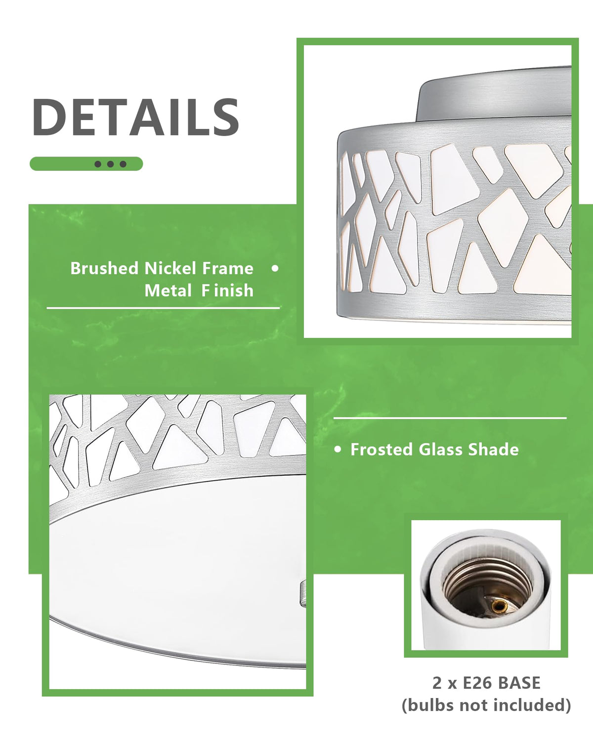 VICNIE ceiling light in kitchen-hallway setting with brushed-nickel finish