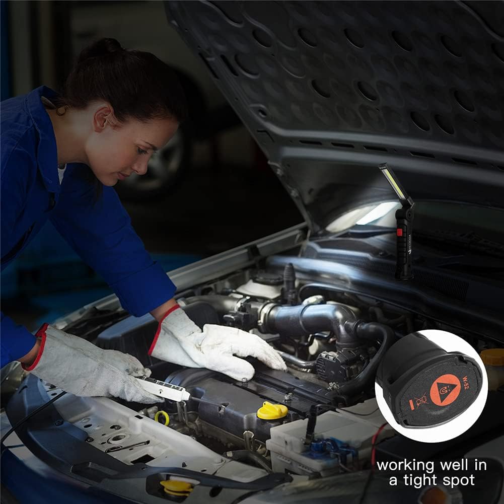 VICOODA LED work light with 360-degree rotating head provides flexible lighting in tight spaces.