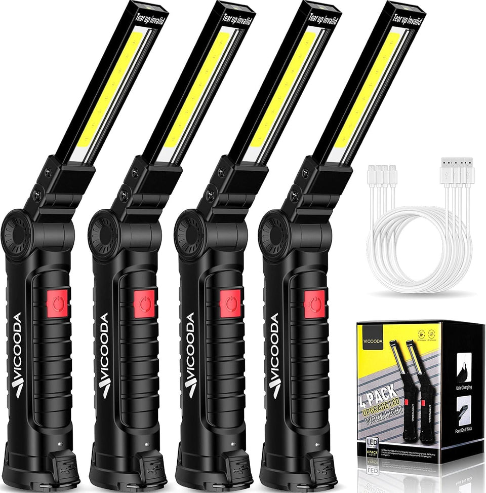 VICOODA LED work light with magnetic base, hands-free illumination on metal surfaces.