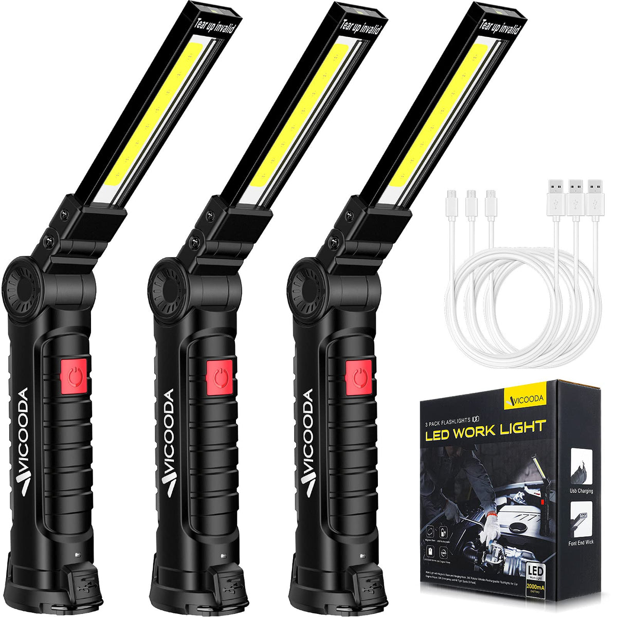 VICOODA rechargeable LED work light with magnetic base keeps hands free during repairs.