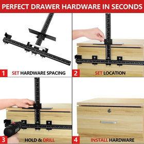 Vicrays cabinet handle jig left-right switch enables quick door switchovers.
