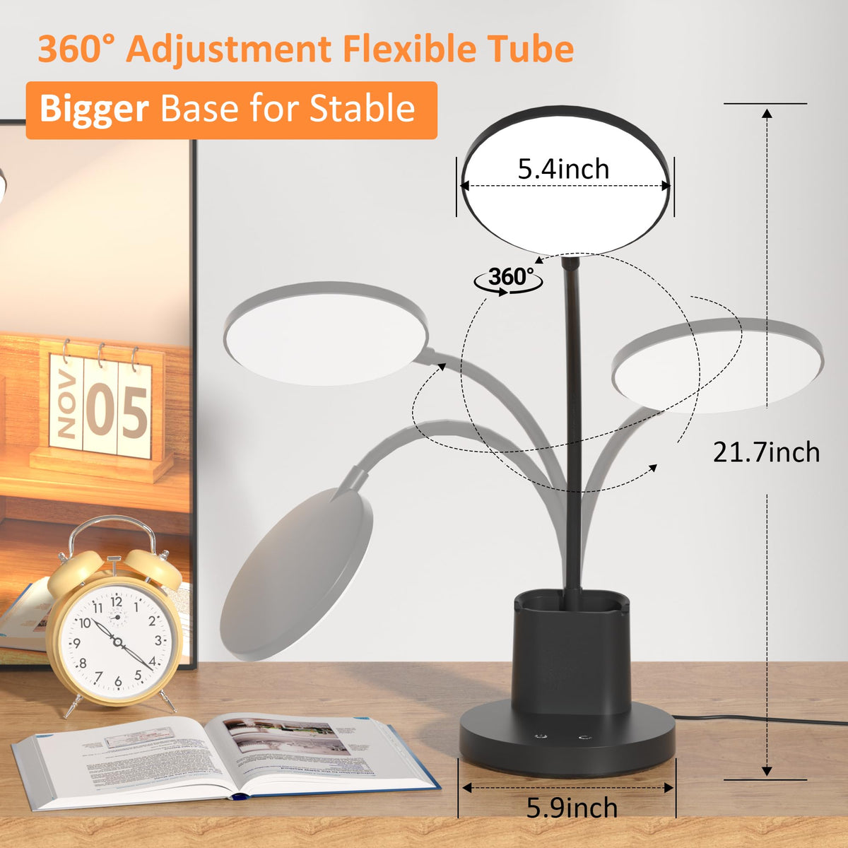 Vicsoon desk lamp 360-degree arm for precise lighting