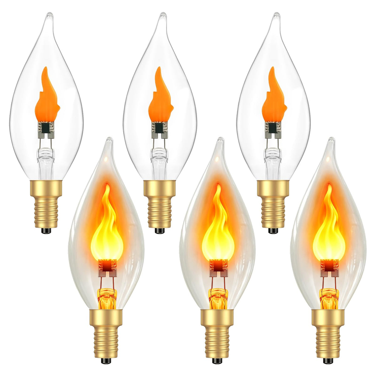 Vicstone flame light bulb with E12 base showing a vivid flame effect for cozy ambience