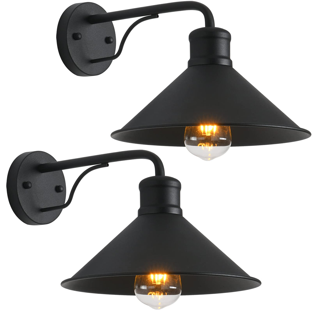 VICTOGATE outdoor wall light front view with weather resistant matte black finish