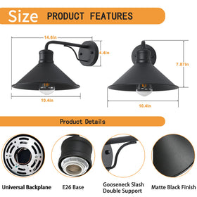 VICTOGATE outdoor wall light swan neck view showing sturdy support and lasting style