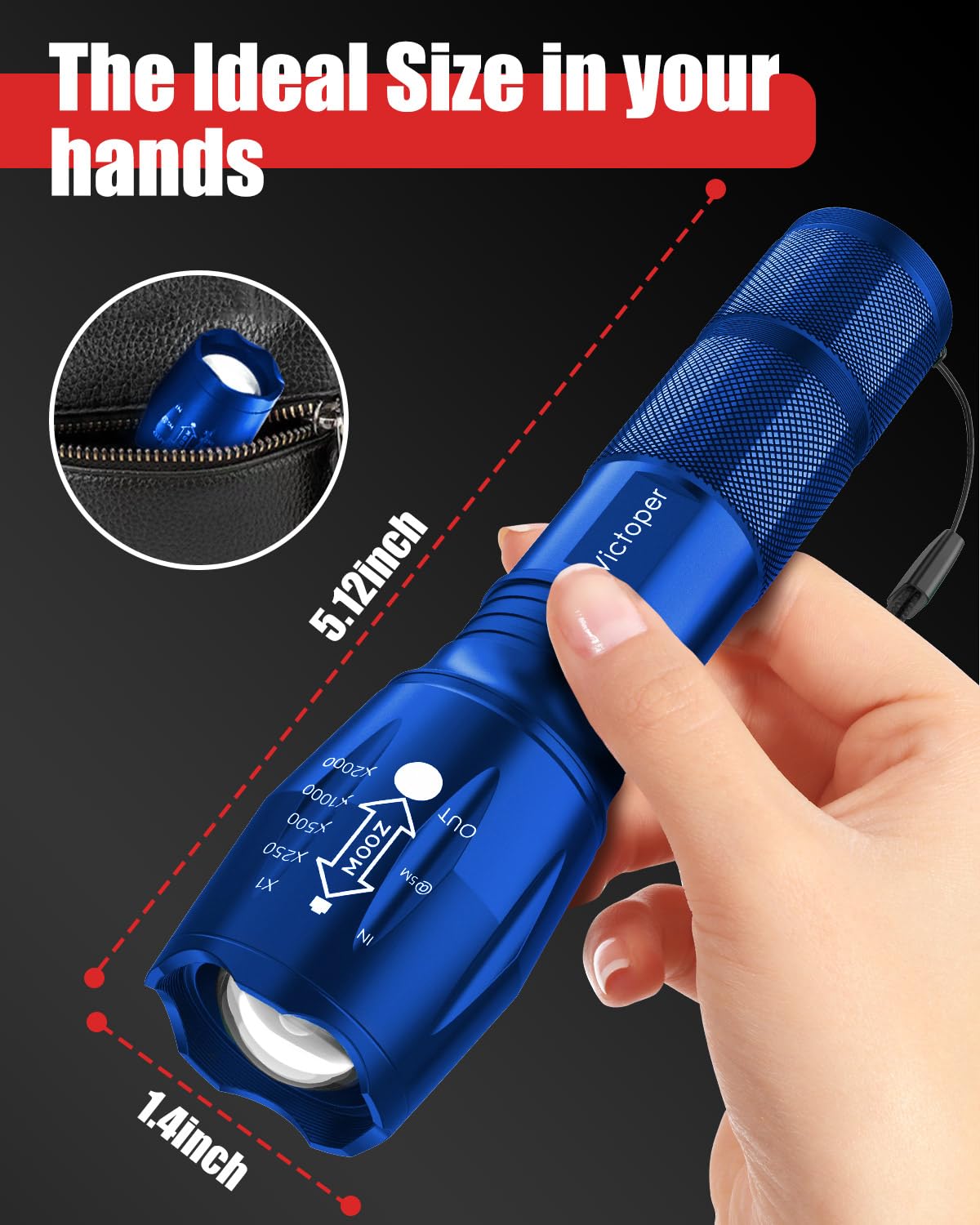 Victoper flashlight non-slip grip ensures secure handling during adventures.