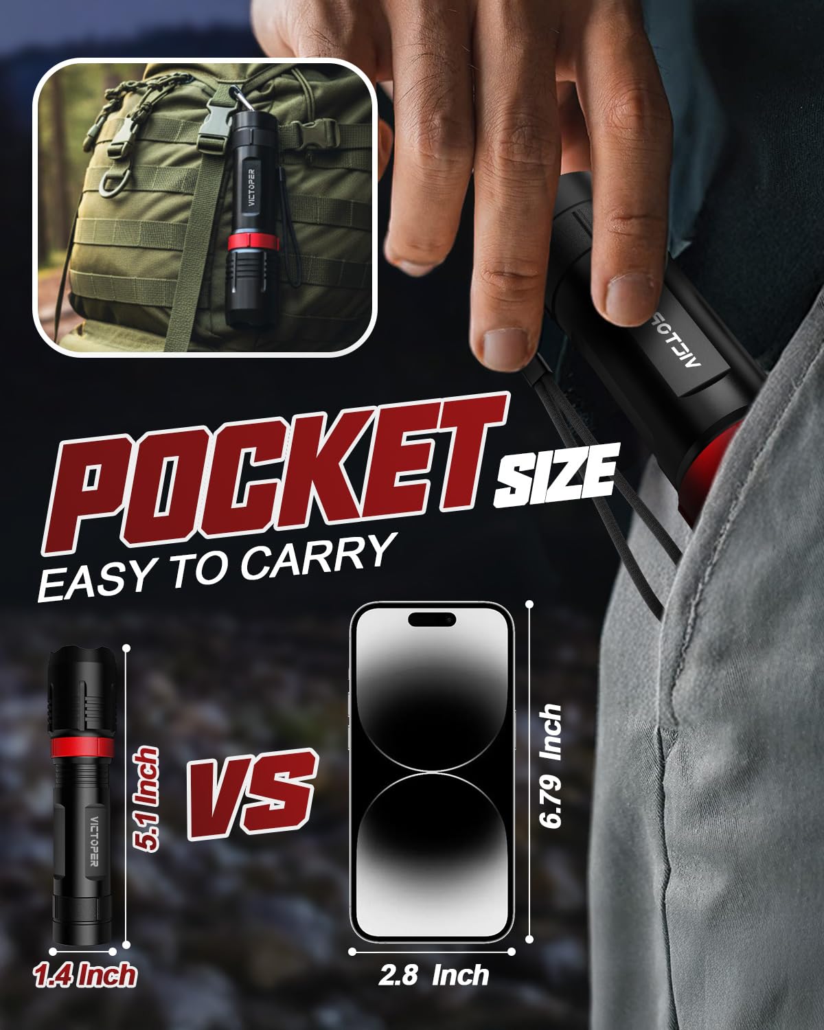 Victoper flashlight-outdoor-camping-use pair is ready for camping trips.