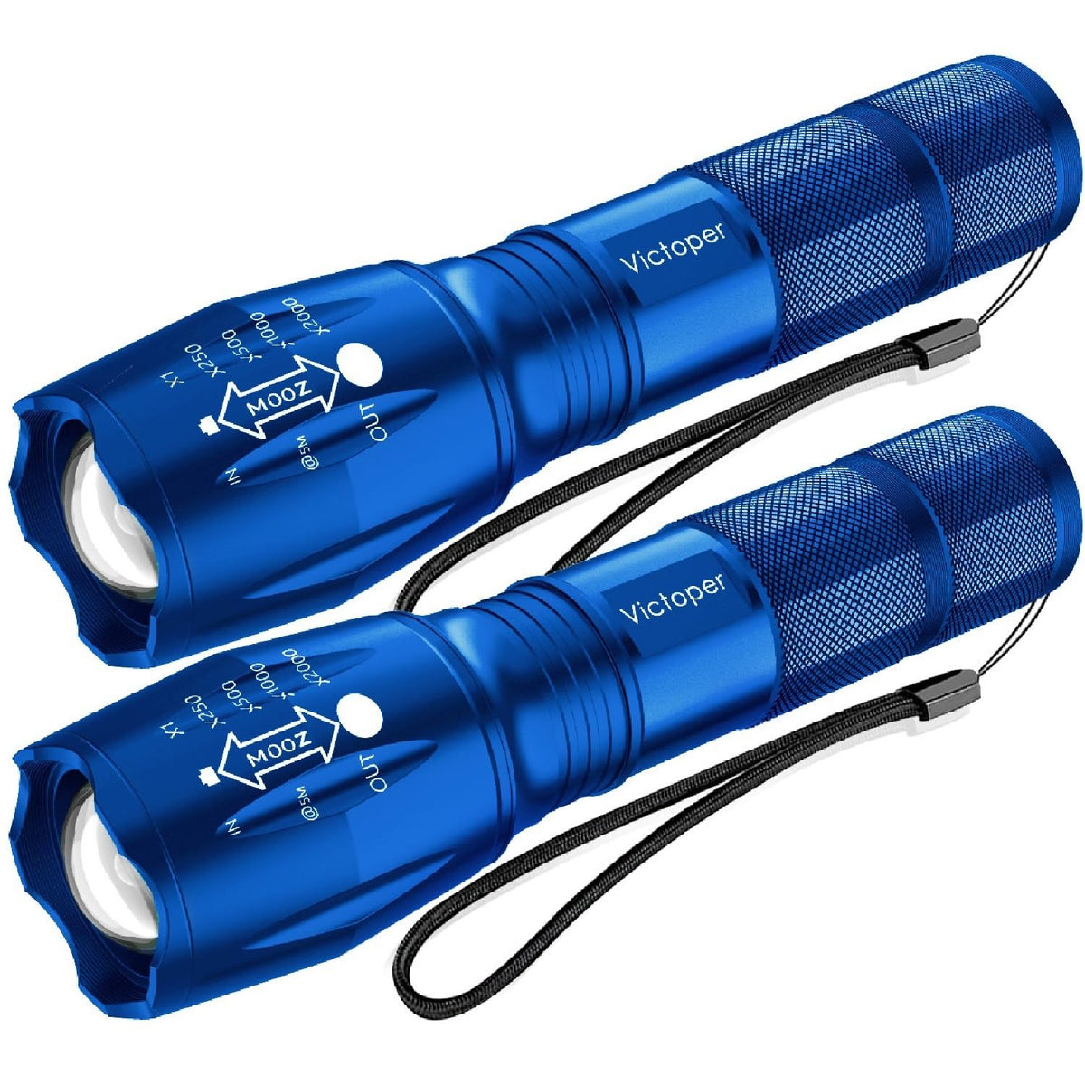 Victoper LED flashlight blue pack provides reliable outdoor illumination.