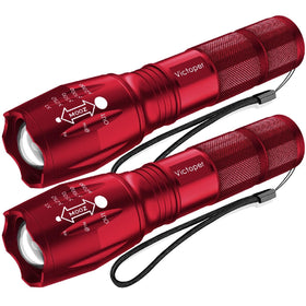 Victoper LED flashlight in red with zoom beam for outdoor visibility
