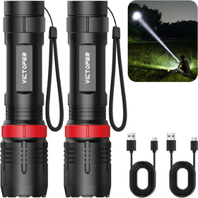 Victoper rechargeable flashlight 2-pack packshot showing versatile outdoor lighting options.