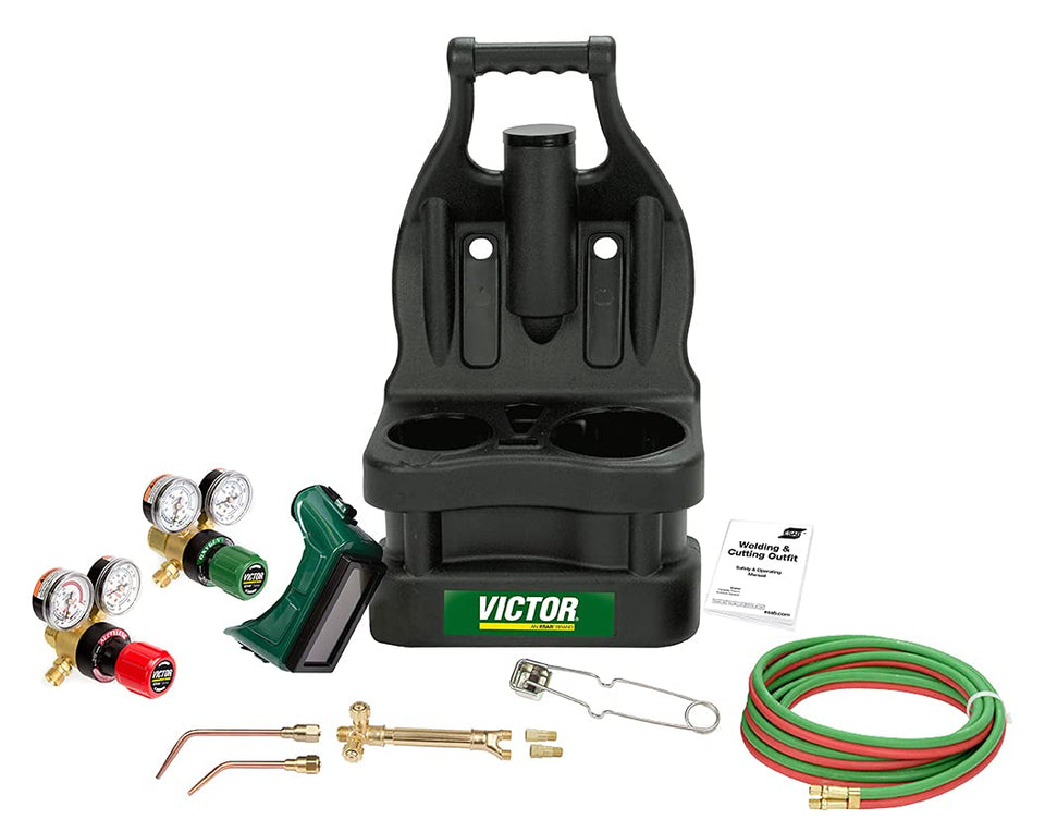 Victor G150 J-P light duty welding tote kit with goggles for portable on-site work.