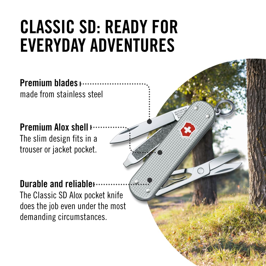Victorinox Classic SD Alox key ring for easy key access and organization.