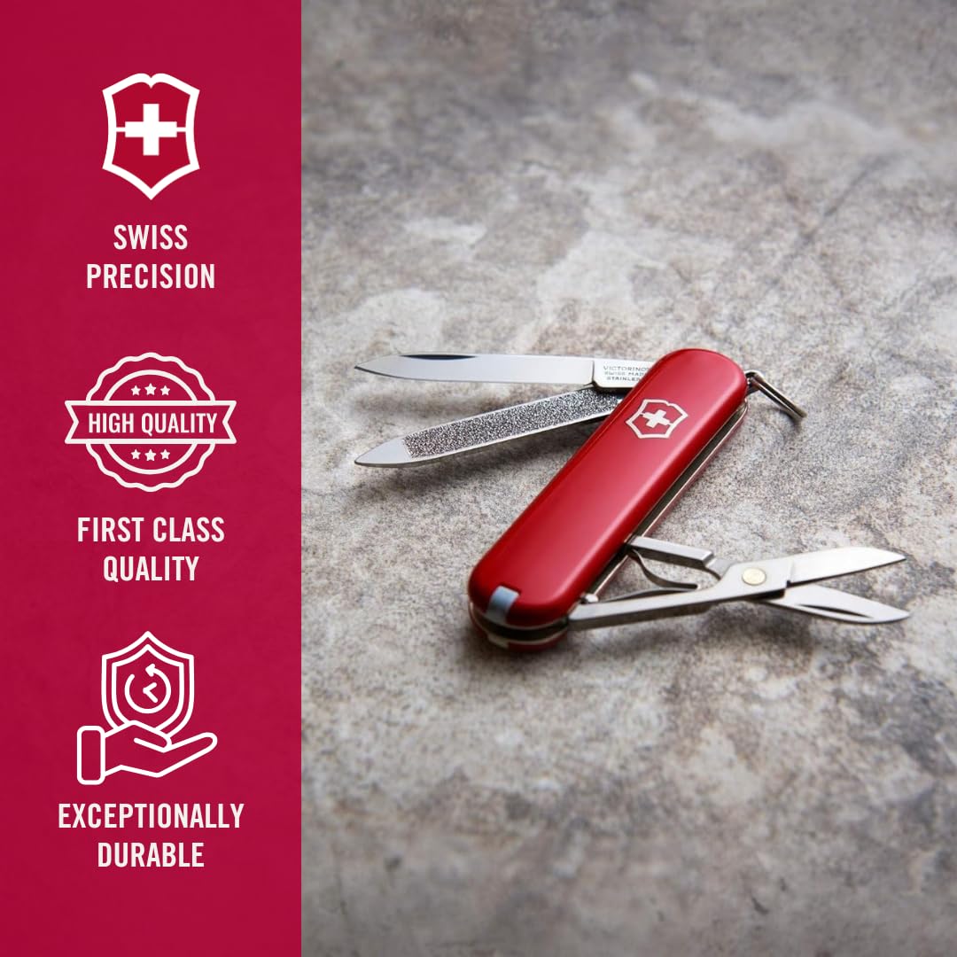 Victorinox Classic SD red toothpick and tweezers for quick fixes