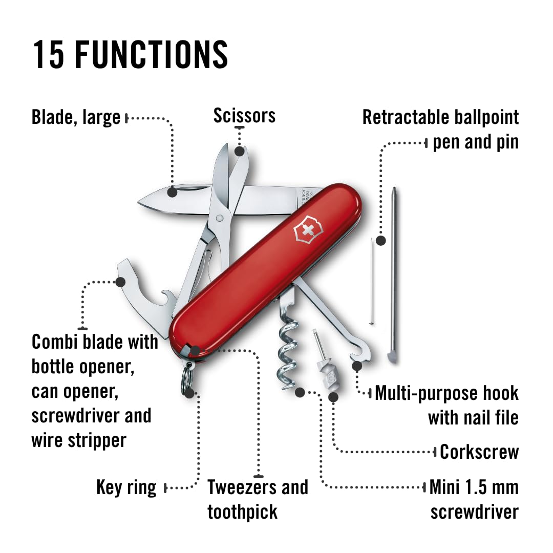 Victorinox Compact knife with corkscrew and scissors for versatile tasks.