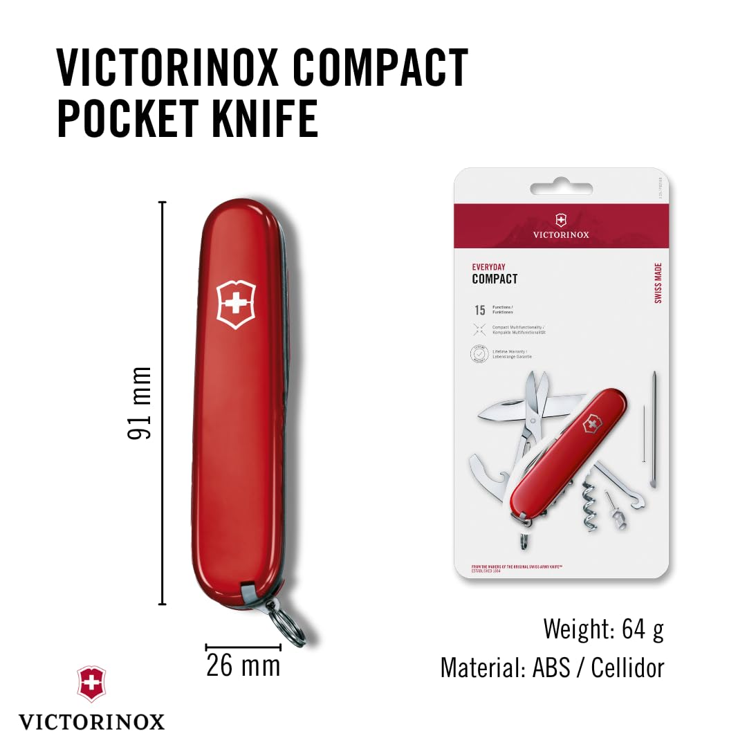 Victorinox Compact knife with screwdriver and wire stripper for on-site adjustments.
