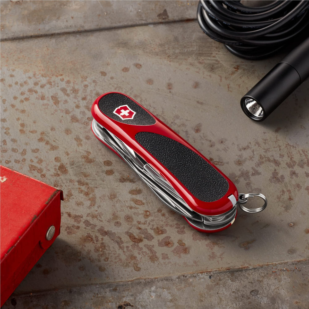 Victorinox Evolution 14 Grip compact pocket knife ready for daily tasks and repairs.