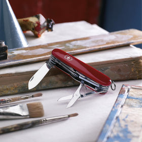 Victorinox Explorer corkscrew feature shown for wine and outdoor gatherings.