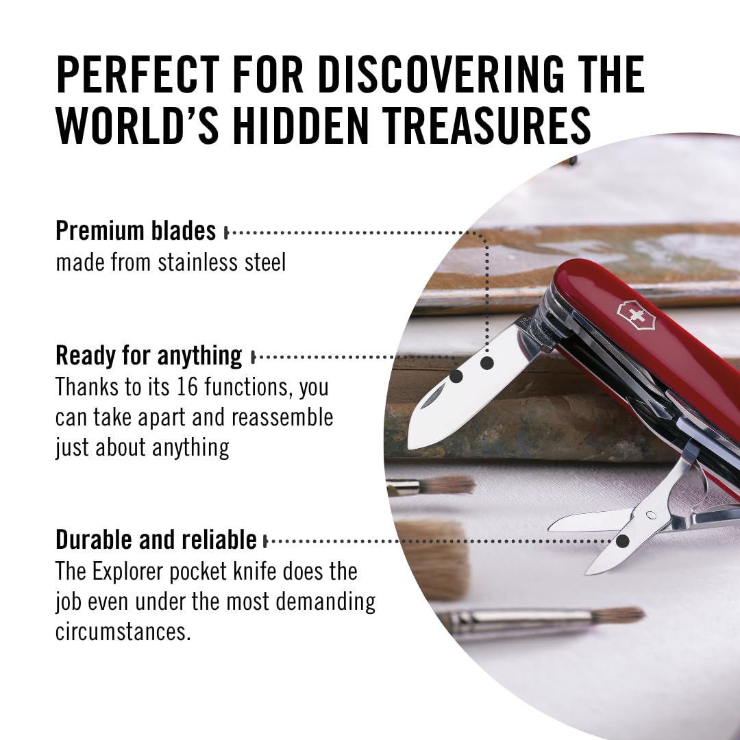 Victorinox Explorer magnifying glass in action to inspect small parts.