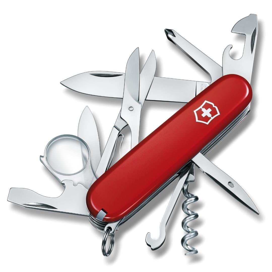 Victorinox Explorer pocket knife closed in red, ready for everyday tasks.