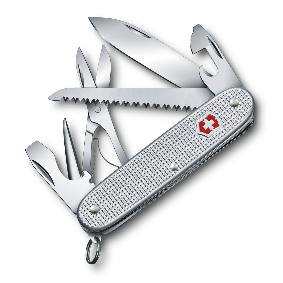 Victorinox Farmer X Alox large blade in use for everyday cutting tasks.